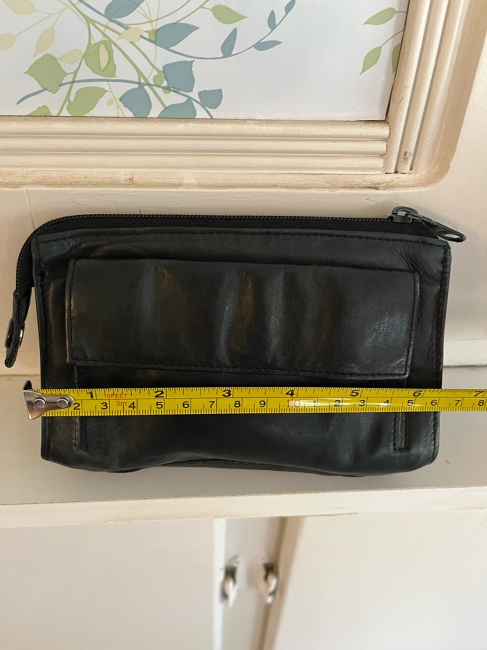 Black Leather Zip Wallet Pouch - Picture 5 of 9